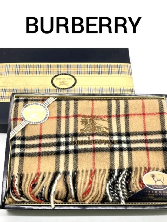 Burberry Accessories - SALE! Authentic Burberry Nova Check 100% Wool Fringe Vintage Scarf W Box